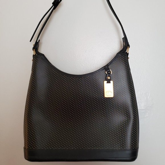 Dooney & Bourke Handbags - VTG Dooney & Bourke Cabrio Perforated Leather Hobo Shoulder Black Bag Purse MINT